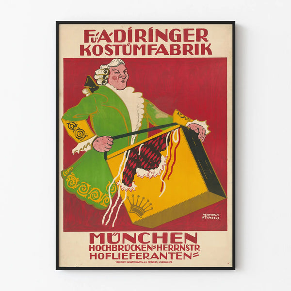 Vintage poster kostuum oud Münich muurdecoratie