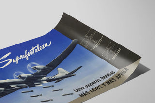Vintage Poster van Vliegtuig La Superfortaleza B-29 in de Lucht — weergave van het kunstwerk