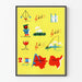 Vintage educatief muziek- en geografisch poster