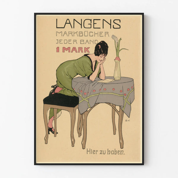 Vintage poster Langens Markbücher elegante muurdecoratie