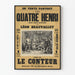 Vintage poster Les Quatre Henri - Grote historische roman door Léon Beauvallet