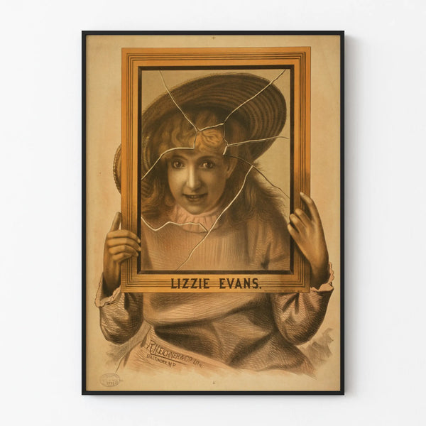 Vintage portretposter van Lizzie Evans met gebroken omlijstingseffect