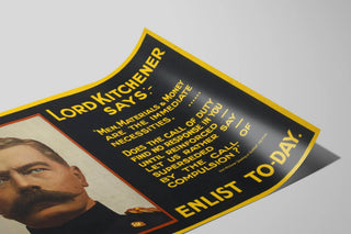 Vintage muurposter Lord Kitchener Wervingsactie Vandaag — weergave van het kunstwerk