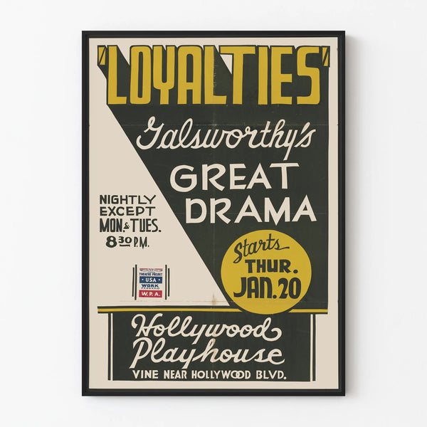 Vintage theaterposter 'Loyalties' van Galsworthy groot drama
