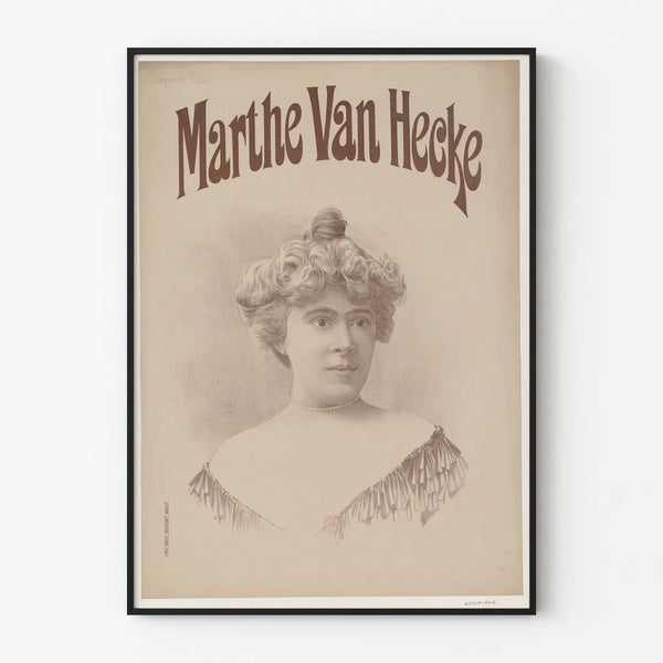 Vintage portretposter Marthe Van Hecke in oude stijl