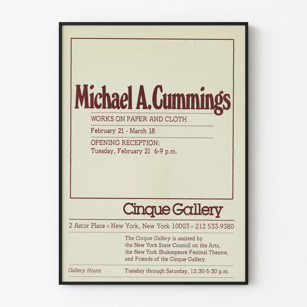 Tentoonstellingsposter van Michael A. Cummings op papier en stof - Cinque Gallery