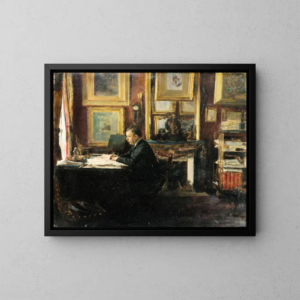 Comédien Constant Coquelin dans son étude - Émile Friant — framed artwork on a wall