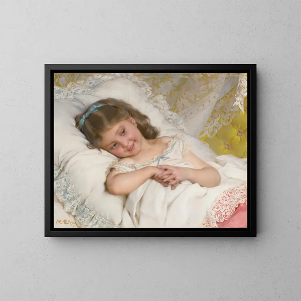 Girl resting - Émile Munier — framed artwork on a wall