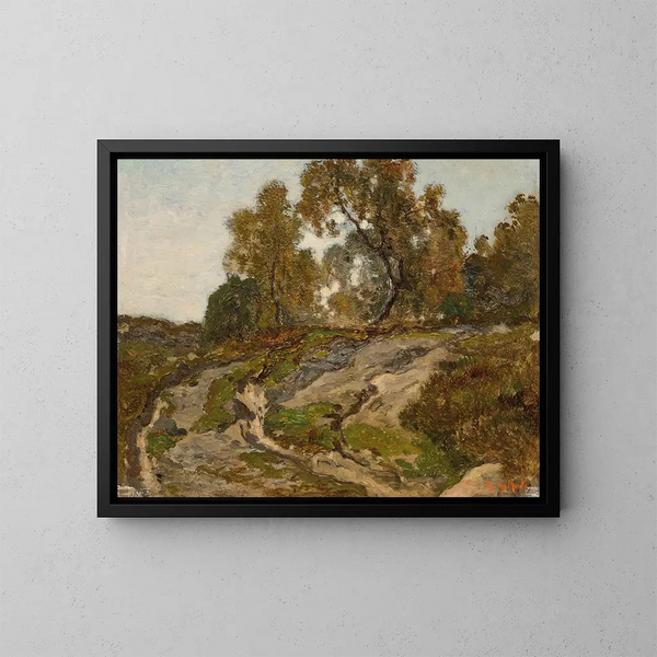 Forest landscape painting - Émile van Marcke — framed artwork on a wall