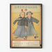 Vintage poster van de Zuid-Mantsjoerije Spoorweg met twee kinderen in traditionele kleding