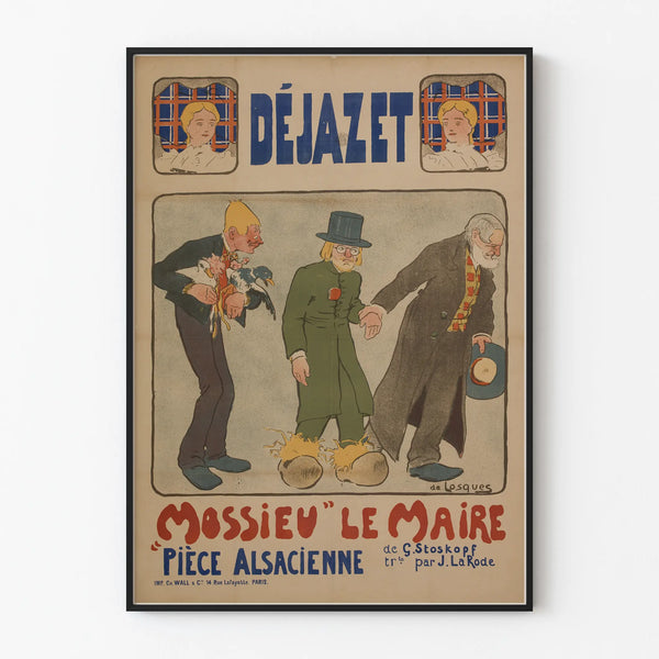Vintage theaterposter "Mossieu" de Burgemeester - Elzasser regie