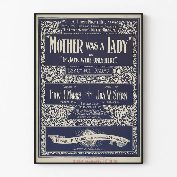 Vintage poster muurdecoratie liedje Mother Was a Lady
