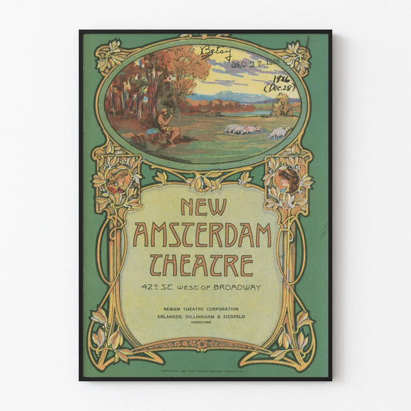 Vintage Poster New Amsterdam Theatre - Art Nouveau Muurdecoratie