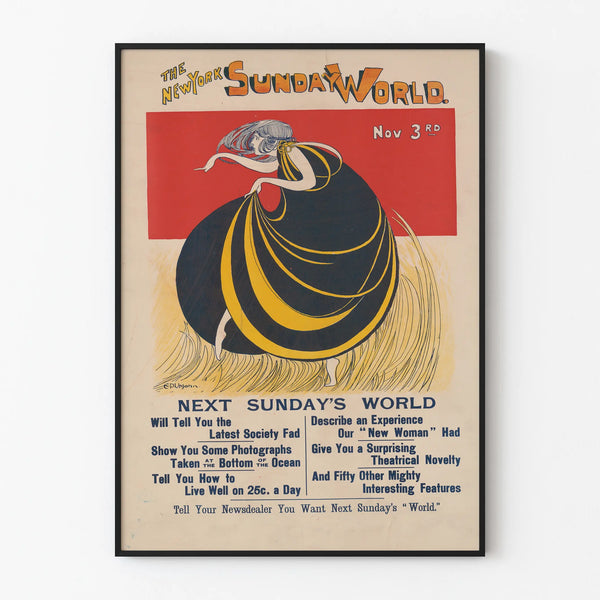 Vintage poster The New York Sunday World - editie van 3 november