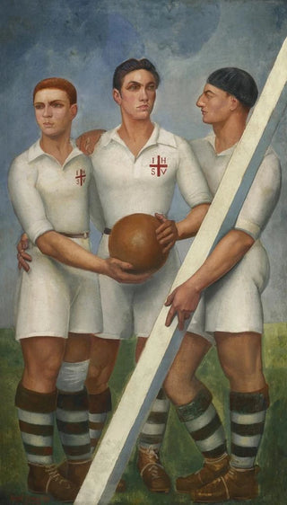 ngel Zrraga - Tres futbolistas con boina.webp