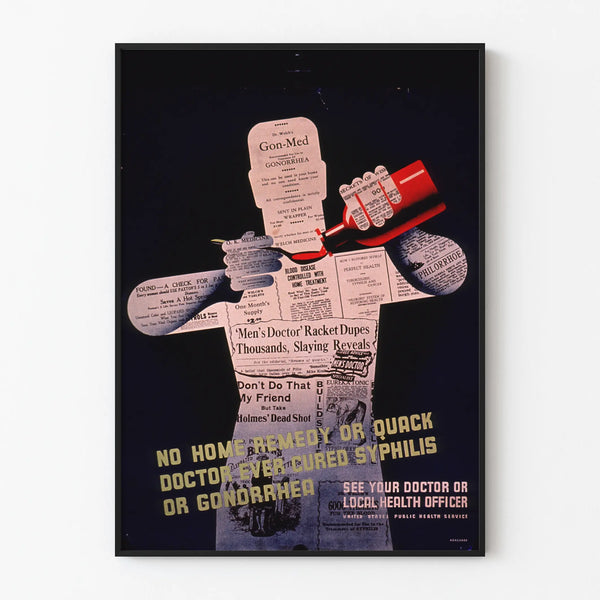 Vintage poster over gezondheidsvoorlichting tegen syfilis en gonorroe