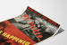 Vintage poster ter bewustwording van voorzichtigheid op het werk