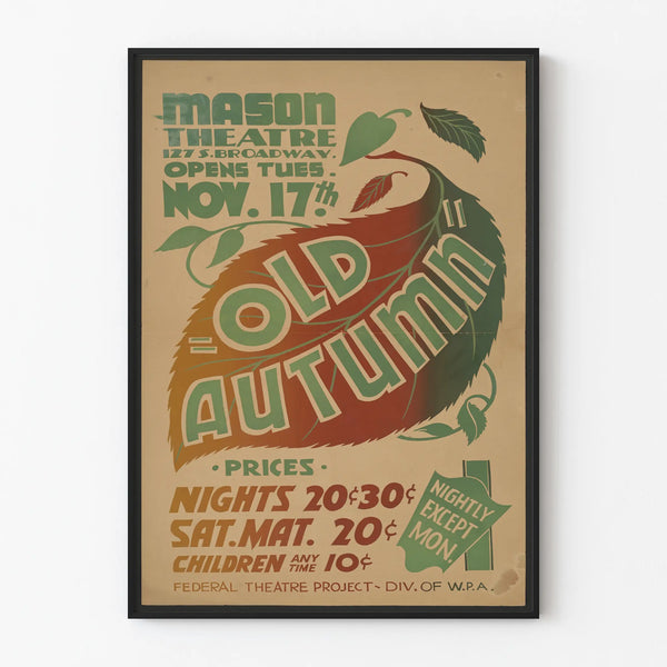 Vintage poster Old Autumn - retro theater wanddecoratie