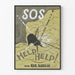 Vintage poster SOS Help met illustratie van een schip in storm