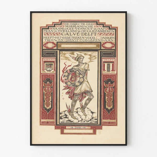 Vintage Poster Certificaat van Trouwe Dienst Calvé Delft