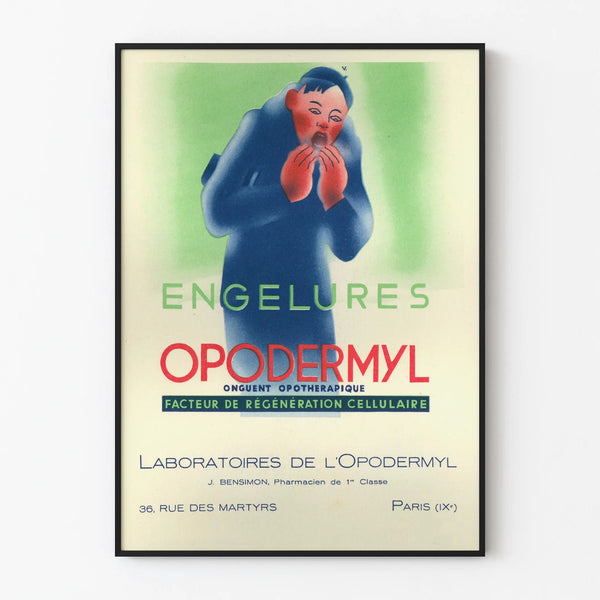 Vintage poster Opodermyl bevriezingen - retro medische wanddecoratie