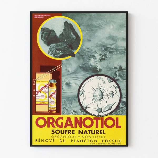 Vintage poster Organotiol natuurlijk zwavel wetenschappelijke muurdecoratie