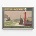 Vintage poster van Ostseebad Warnemünde met vuurtoren en ruwe zee — ingelijst kunstwerk aan de muur