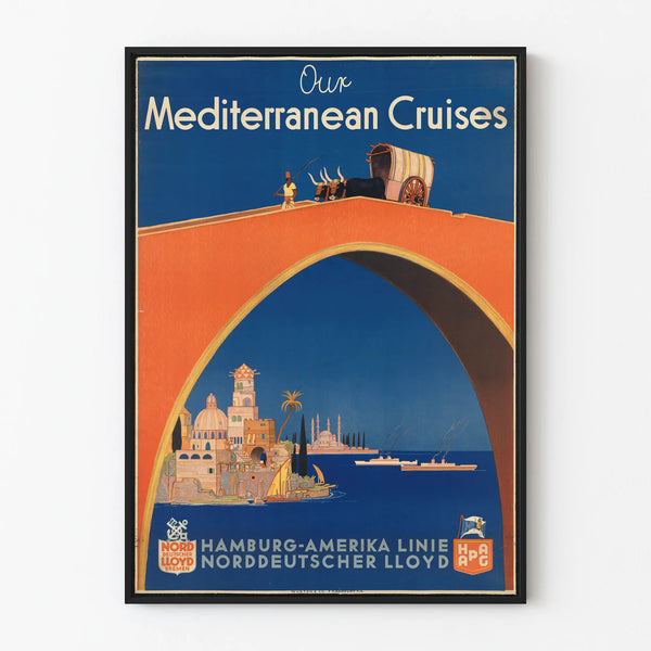 Vintage poster Onze Middellandse Zee Cruises - Wanddecoratie reizen in de Middellandse Zee