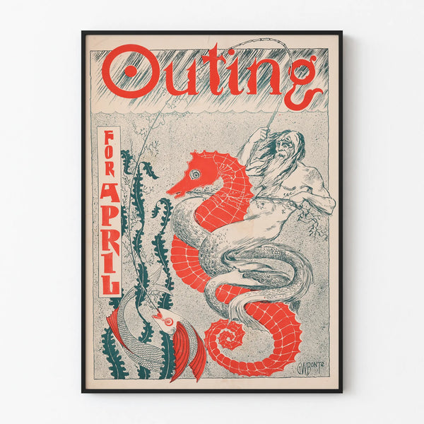 Vintage poster Outing For April decoratief en origineel