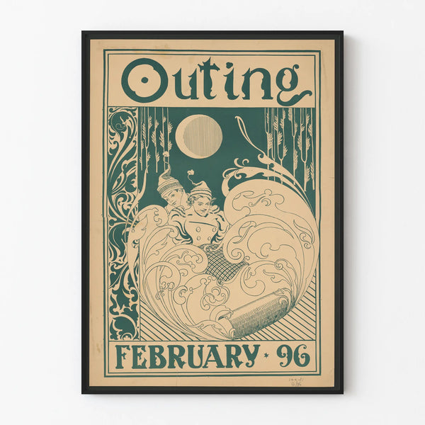 Vintage poster Outing februari 96 voor muurdecoratie