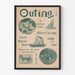 Vintage poster voor buitenactiviteiten uitje in juli
