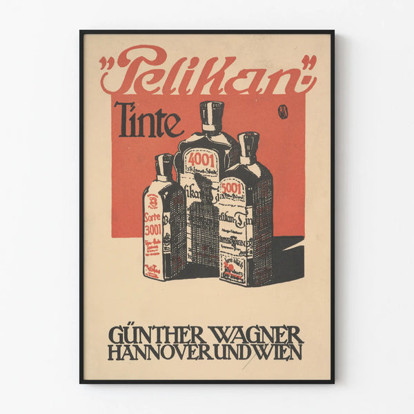 Vintage poster Pelikan inkt - Retro muurschildering met Pelikan inkt