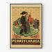 Vintage poster Pennsylvania Het kleine rode schoolgebouw