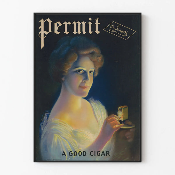 Vintage poster Toestemming om een goede sigaar te roken - Retro wanddecoratie
