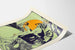 Vintage poster van Queen City Printing Ink Company in oranje, blauw en groen tinten