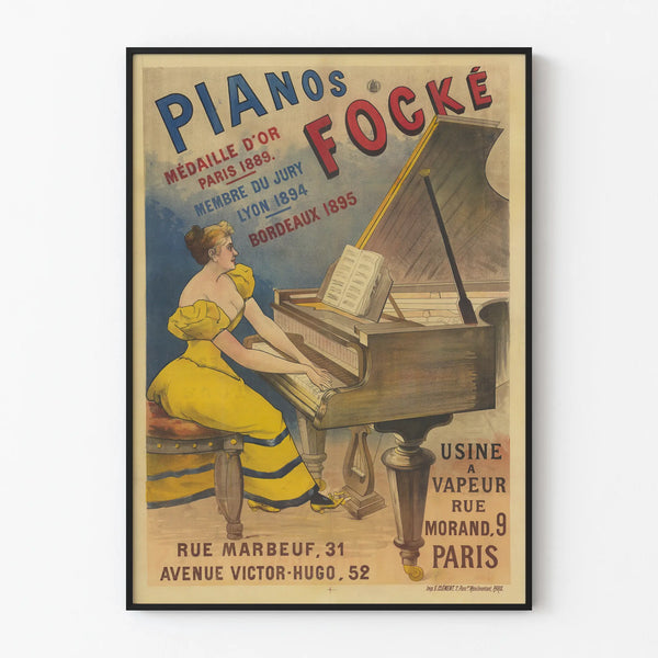 Vintage poster Pianos Focké gouden medaille Parijs 1889