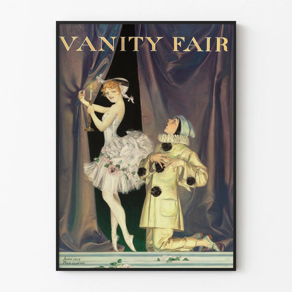Vintage poster van Pierrot en Colombine op het podium