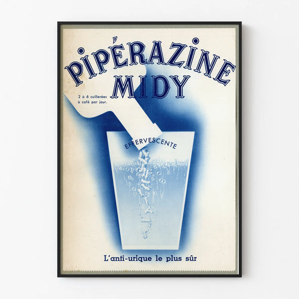 Vintage poster Piperazine Midy - Retro bruisende wanddecoratie