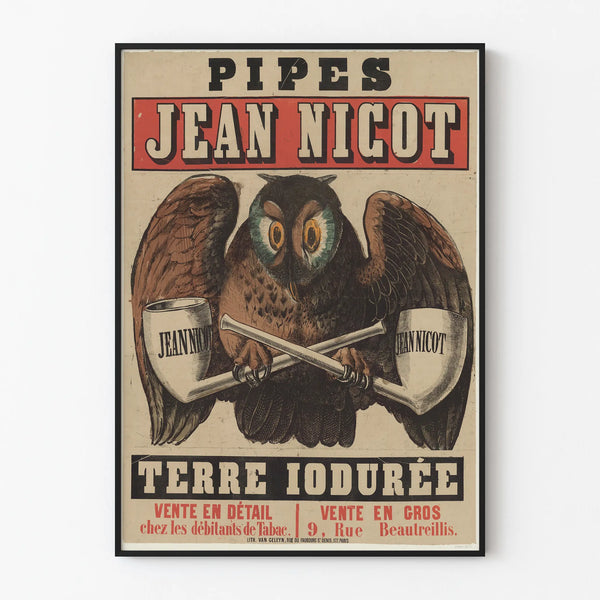 Vintage poster Pipes Jean Nicot Terre Iodurée voor muurdecoratie