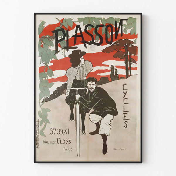Vintage poster Plasson Cycles voor muurdecoratie