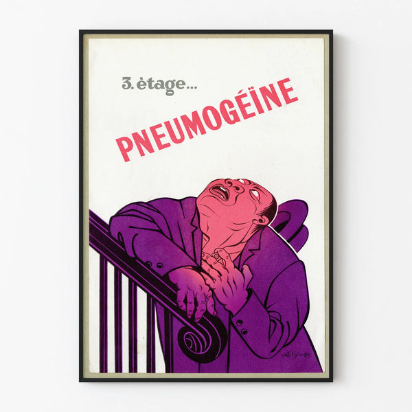 Vintage poster Pneumogéine 1951 voor wanddecoratie