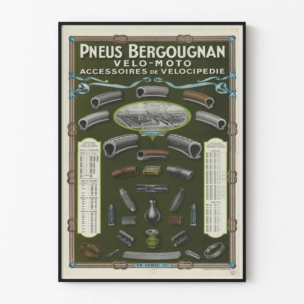 Vintage Poster Pneus Bergougnan Fiets Motoraccessoires voor Vélocipédie