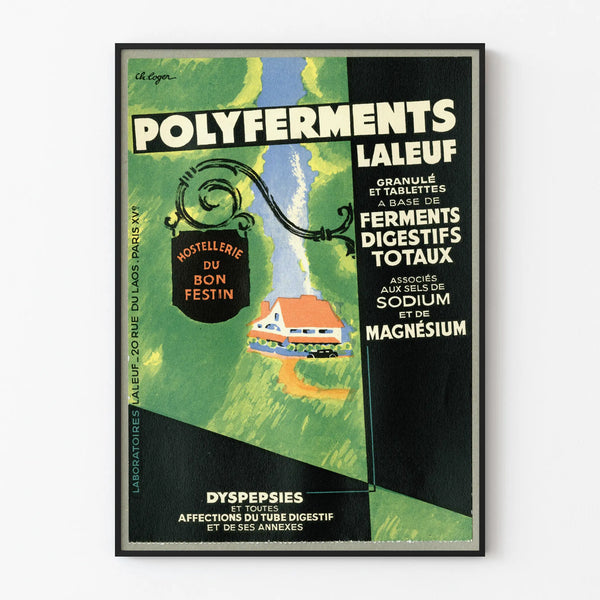Vintage poster Polyferments - Retro muurdecoratie voor spijsverteringsgezondheid