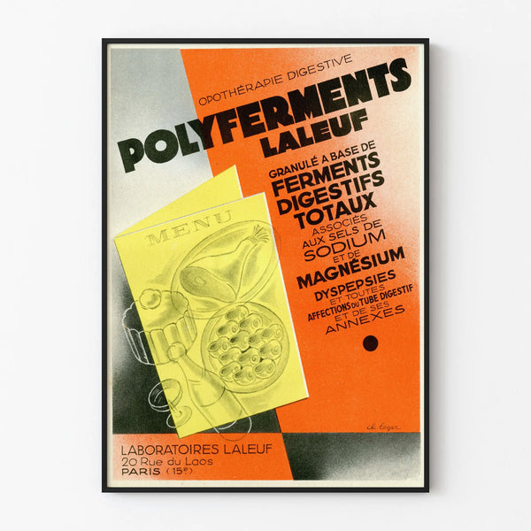 Vintage poster Polyferments Laleuf - Retro medische wanddecoratie