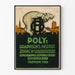 Vintage poster van het Polygraphisch Instituut Zürich met beer en stedelijk landschap