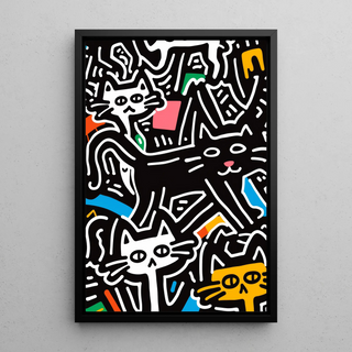Pop Art Affiche - Gestileerde Katten