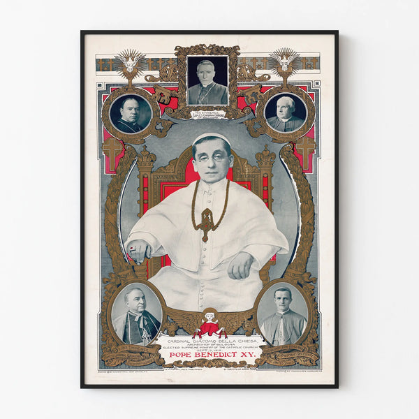 Vintage Poster van Paus Benoît XV en Kardinalen - Historische Muurdecoratie