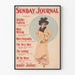 Vintage poster van Sunday Journal met een elegante vrouw die een bloem vasthoudt