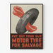 Vintage poster van gerecyclede gebruikte banden