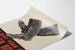 Vintage poster van rubberlaarzen voor recycling